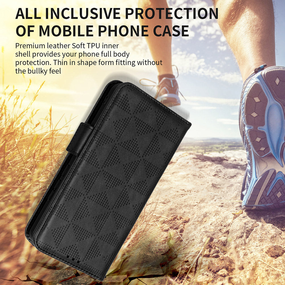 For Samsung Galaxy M54 5G / F54 5G PU Leather Wallet Phone Case Imprinted Triangle Phone Cover with Stand For Samsung Galaxy M54 5G / F54 5G PU Leather Wallet Phone Case Imprinted Triangle Phone Cover with Stand